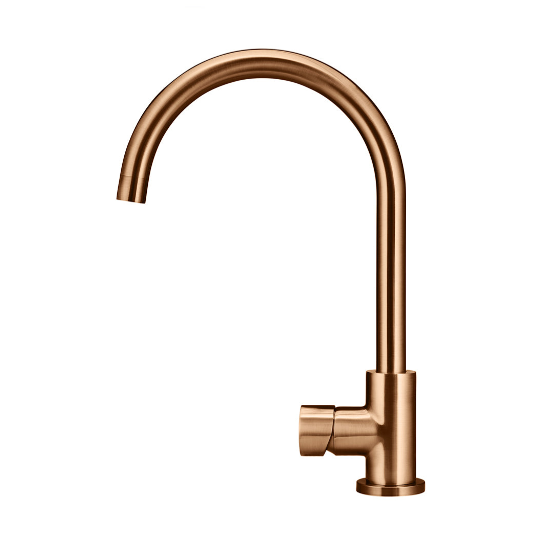 Meir Round Pinless Gooseneck Kitchen Mixer Tap Lustre Bronze
