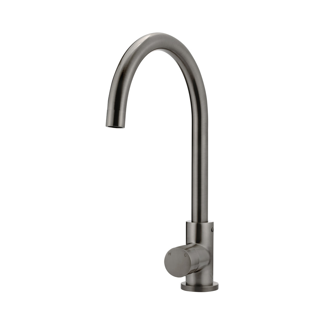 Meir Round Pinless Gooseneck Kitchen Mixer Tap Shadow