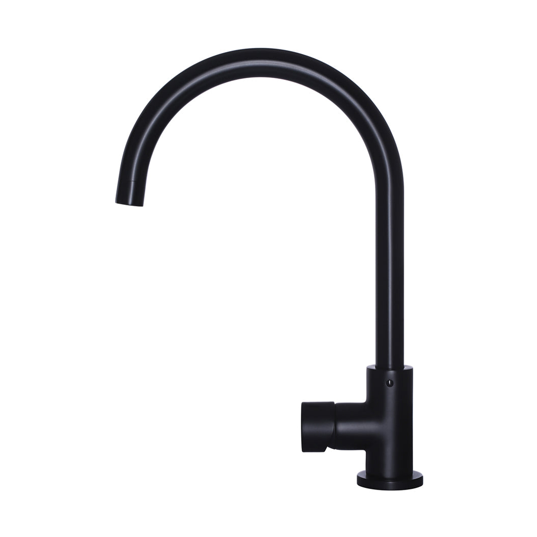 Meir Round Pinless Gooseneck Kitchen Mixer Tap Matte Black