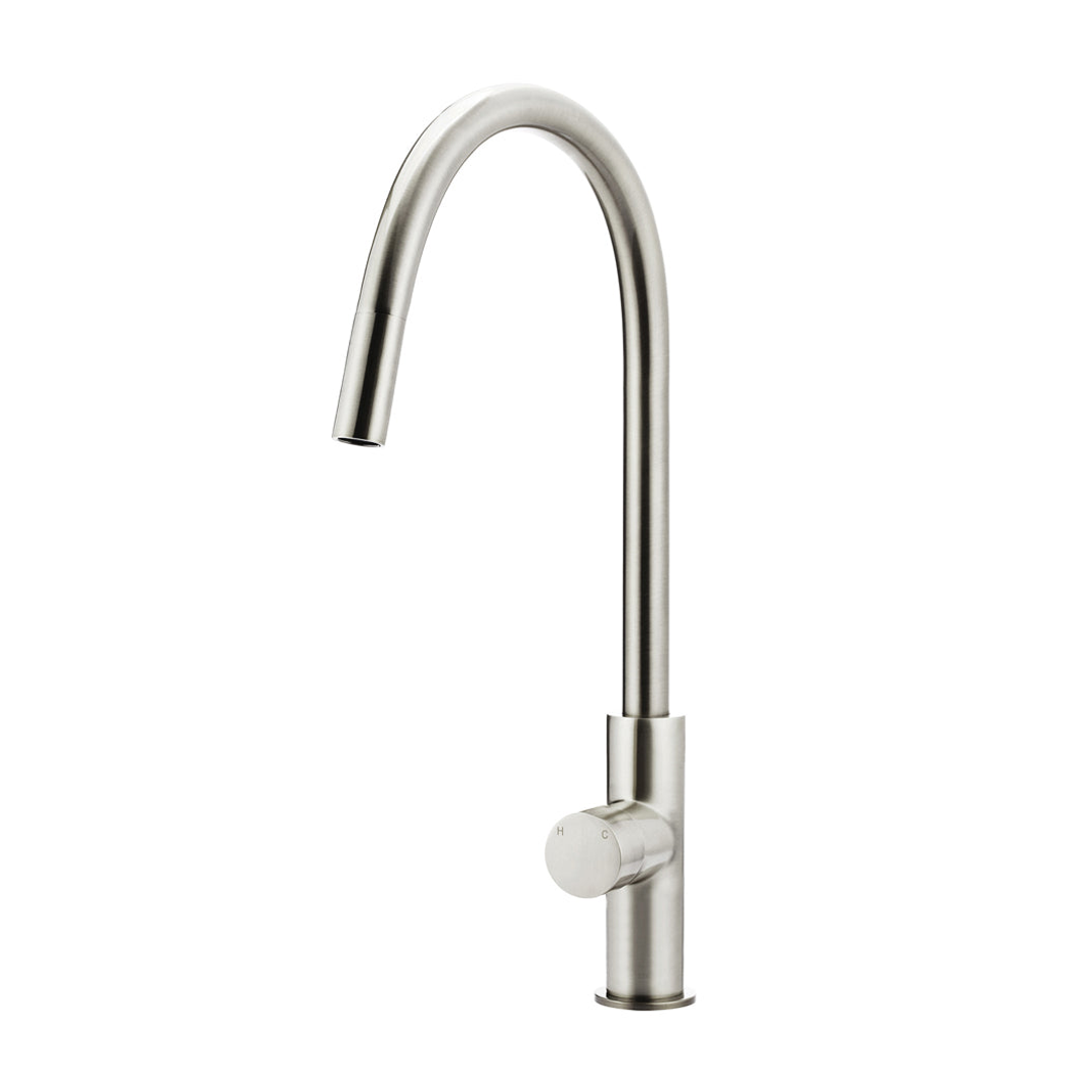 Meir Round Pinless Piccola Pull Out Kitchen Mixer Tap Brushed Nickel