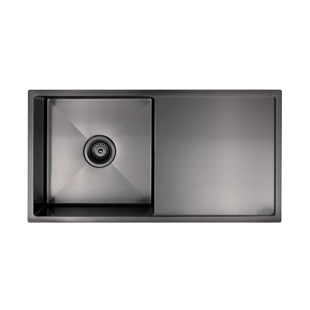 Meir Kitchen Sink Single Bowl & Drainboard 840 X 440 Brushed Nickel