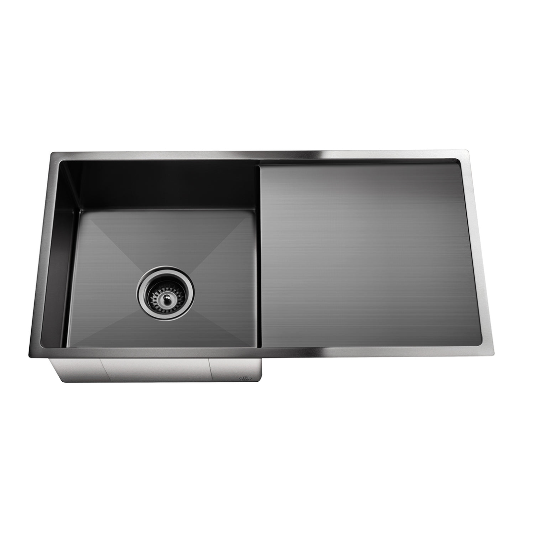 Meir Kitchen Sink Single Bowl & Drainboard 840 X 440 Brushed Nickel