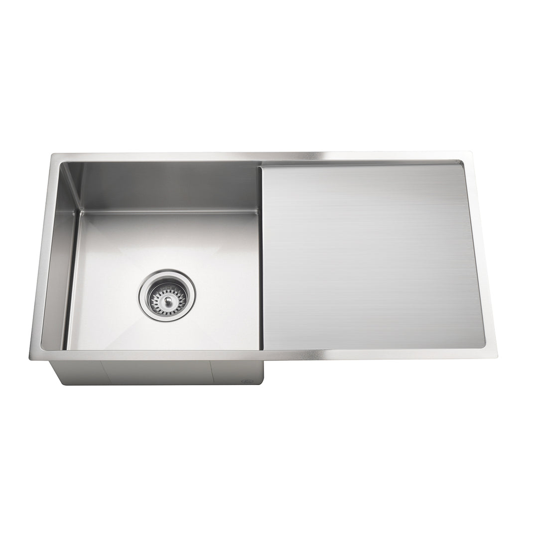 Meir Kitchen Sink Single Bowl & Drainboard 840 X 440 Brushed Nickel