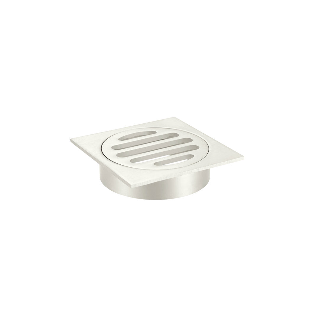 Meir Square Floor Grate Shower Drain 80mm Outlet Brushed Nickel Mp06-80-Pvdbn