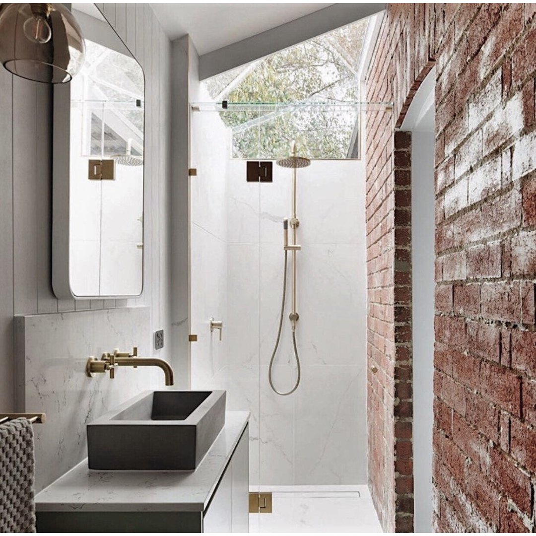 Meir Round Combination Shower Rail 200mm Rose Three Function Hand Shower Tiger Bronze