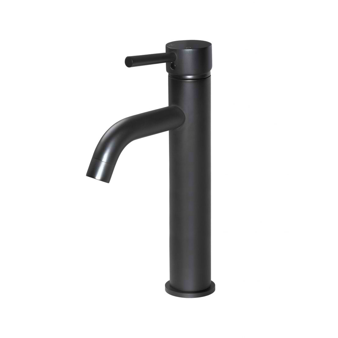 Meir Round Tall Curved Basin Mixer Matte Black
