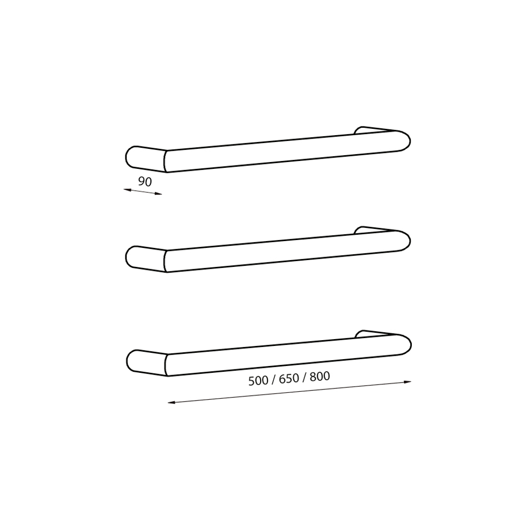 Radiant Gun Metal Grey 800Mm Non Heated Round Single Bar Towel Rail