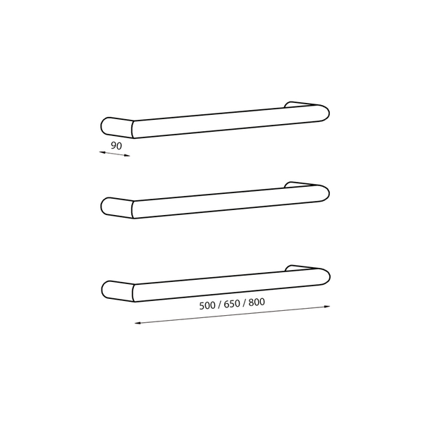 Radiant Gun Metal Grey 800Mm Non Heated Round Single Bar Towel Rail