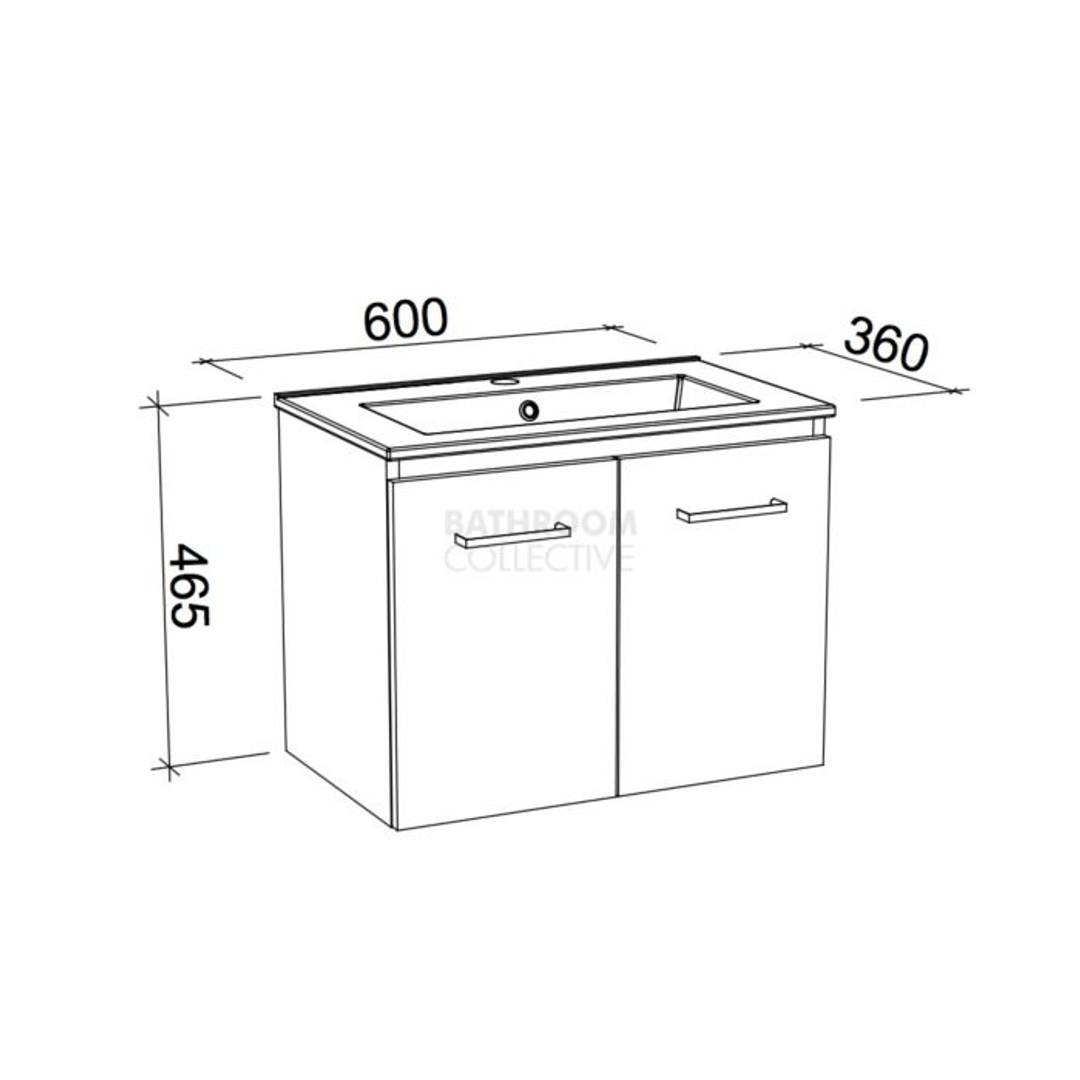 Florida Vanity 600mm Urban Ceramic Top Wall Hung(Timberln P#:F60Uw)