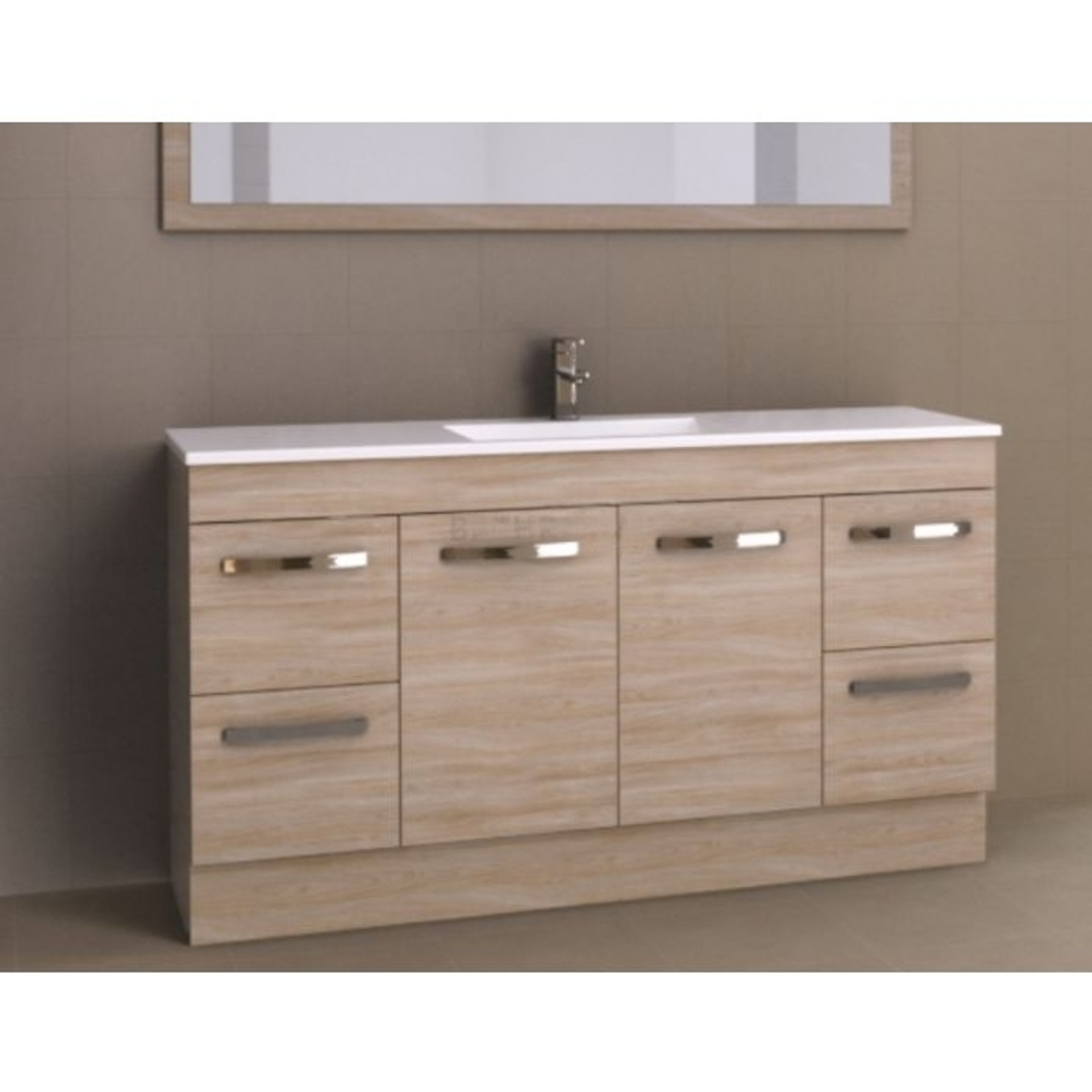 BARGO VANITY 1500MM DOUBLE BOWL REGAL ACRYLIC TOP FLOORSTANDING(TIMBERLN