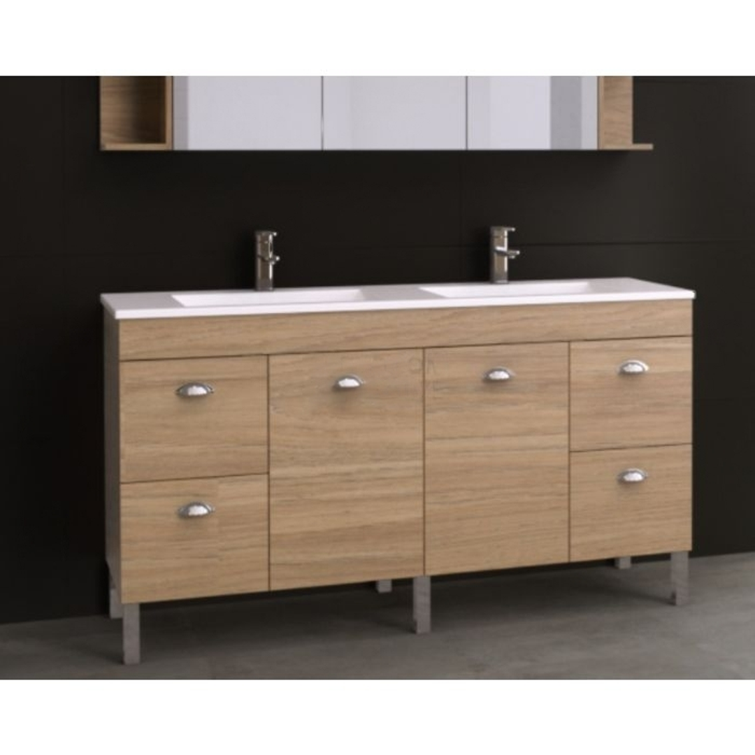 BARGO VANITY 1500MM ALPHA DOUBLE BOWL CERAMIC TOP ON LEGS(TIMBERLN P#:B152AL)