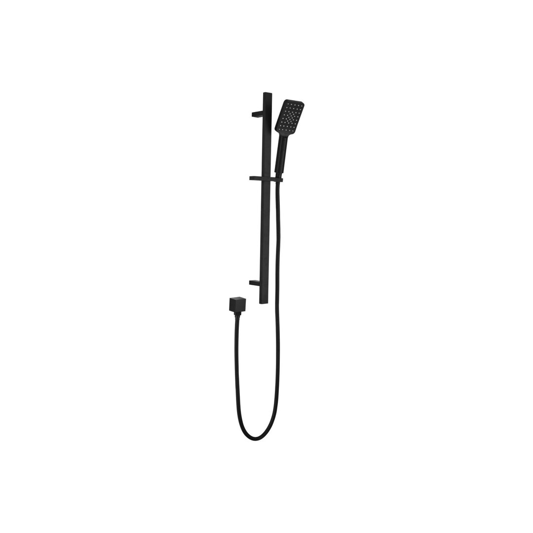 BELLA VISTA SHOWER HEAD ON RAIL SQUARE MATT BLACK