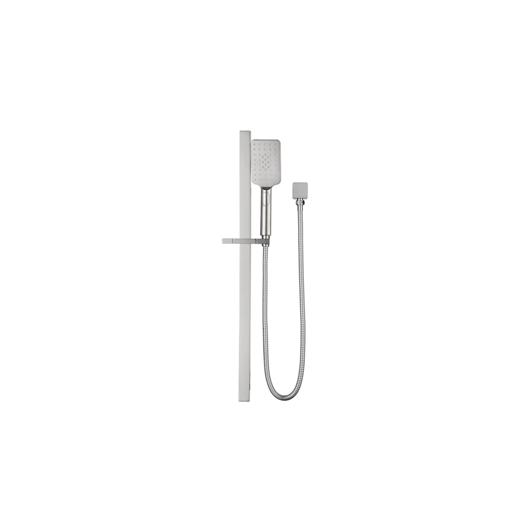 Bella Vista Shower Head On Rail Square Brushed Nickel