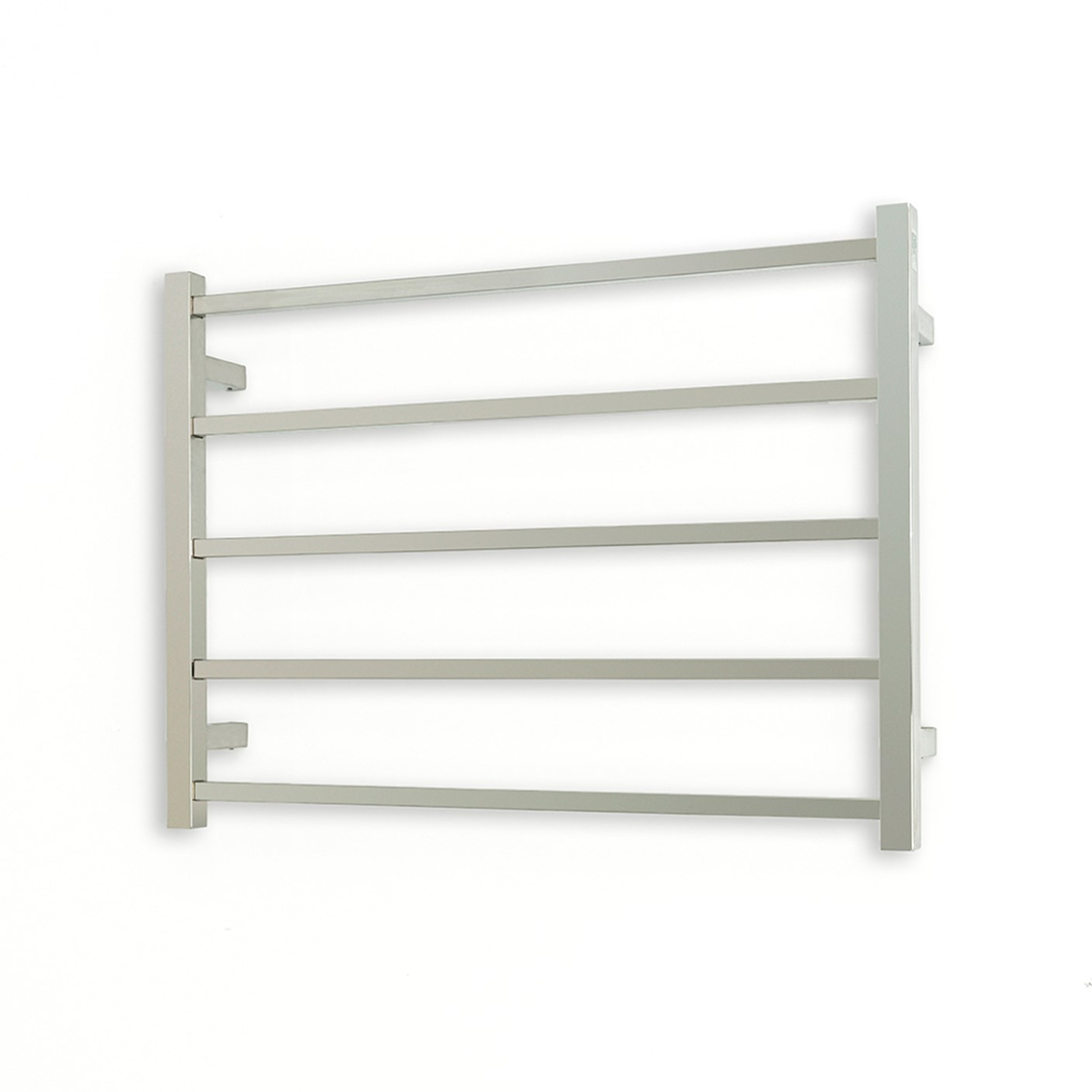 Radiant 5 Bar Sq Heated Rail 750 X 550 Polished S/S Left Hand