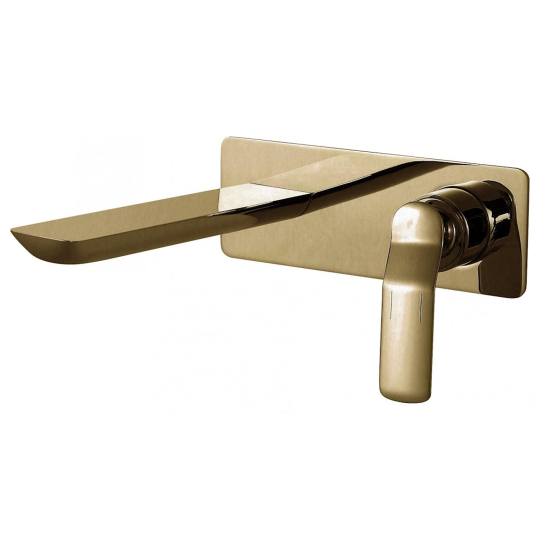 Synergii Wall Mounted Basin Mixer Brushed Brass Pvd