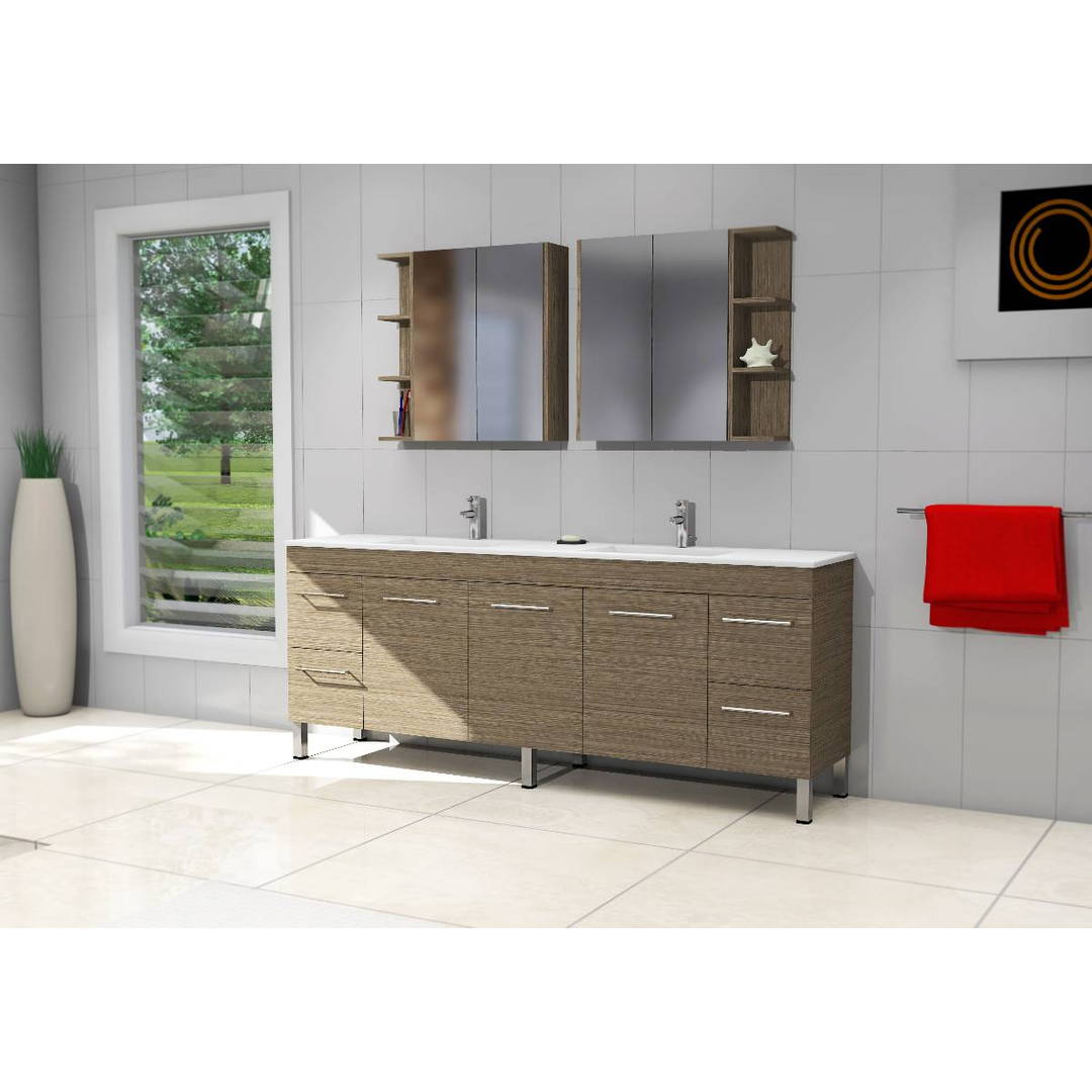 BARGO VANITY 1500MM DOUBLE BOWL HAVEN POLYMARBLE TOP FLOORSTANDING(TIMBERLN