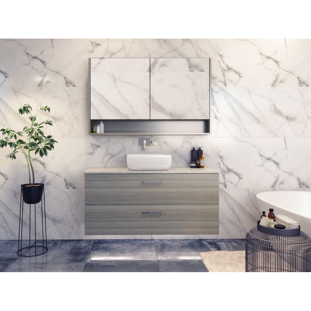 Timberline Nevada Plus Vanity 1200mm Silksurface White Gloss Undercounter Basin Wall Hung