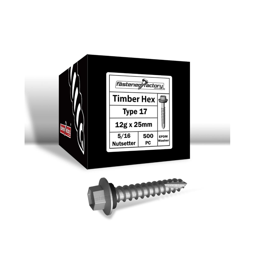 Roofing Screw Timber 12# 25mm (1000 Pack)