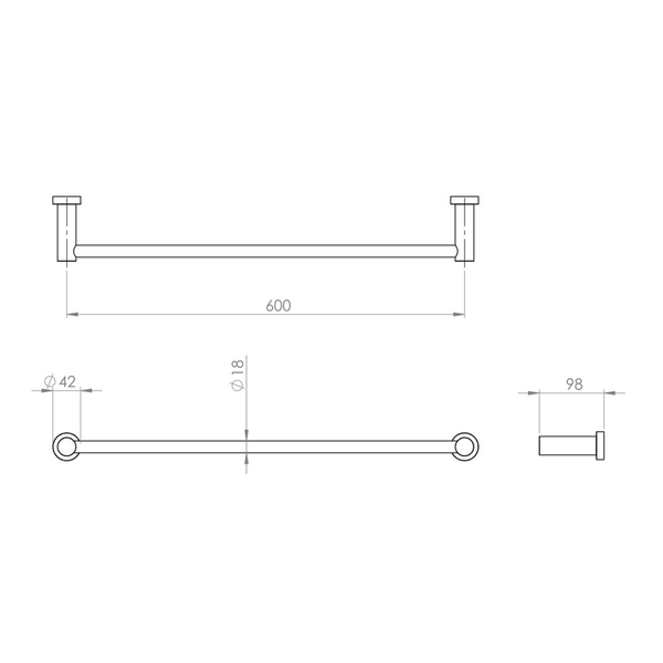 Streamline Vierra Towel Rail 60 cm Brushed Iron Pvd