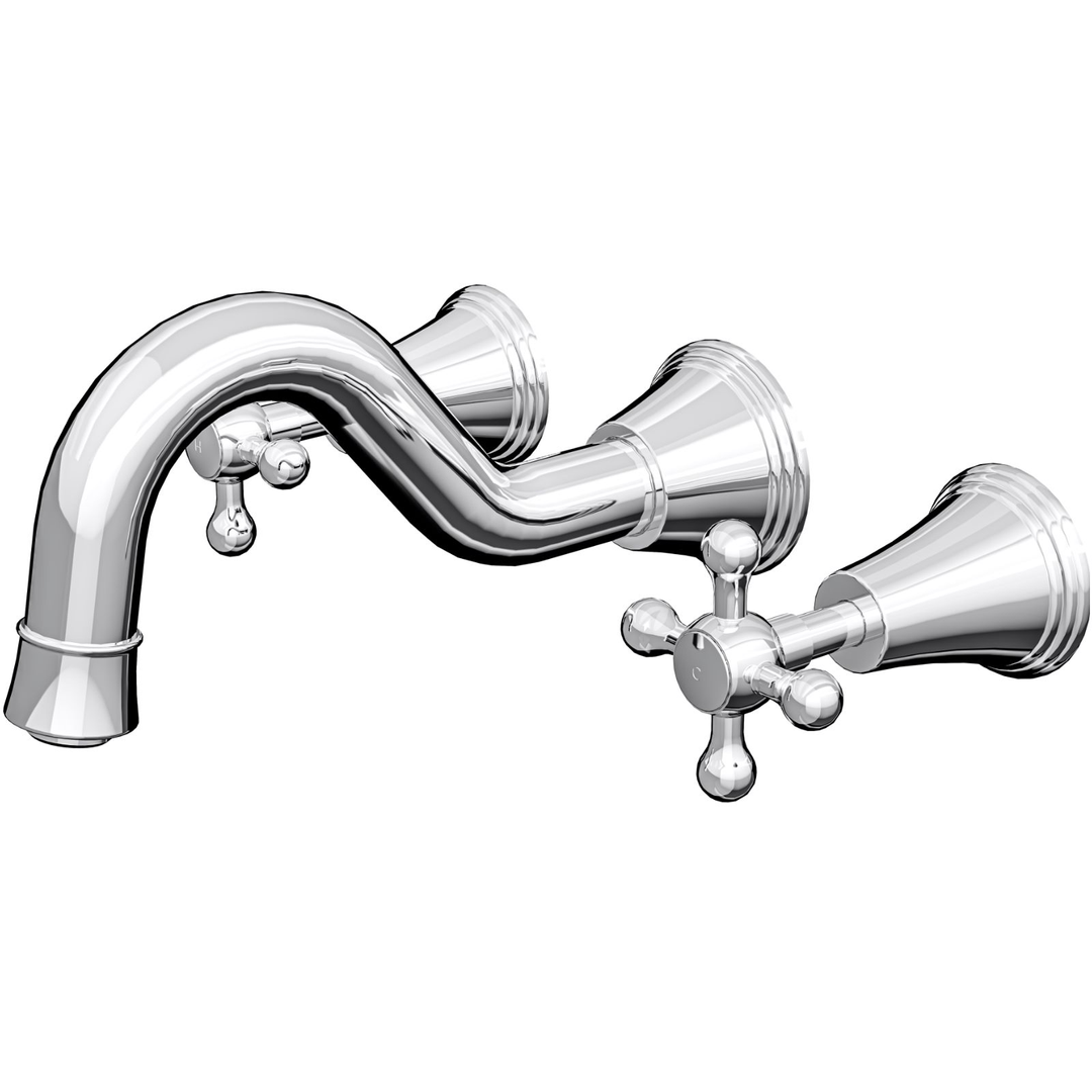 Linsol Vintage Cross Handle Bath Set - Chrome
