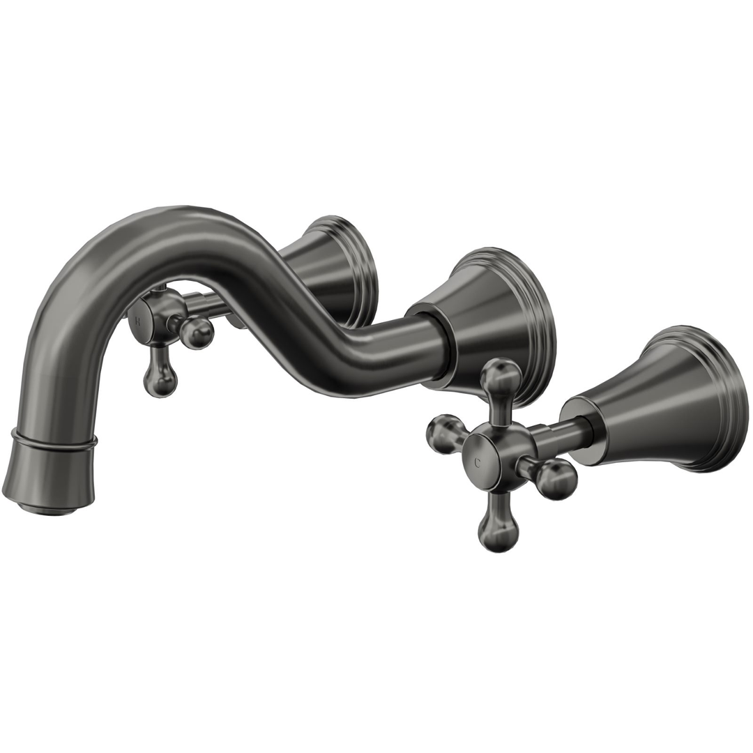 Linsol Vintage Cross Handle Bath Set - Gunmetal