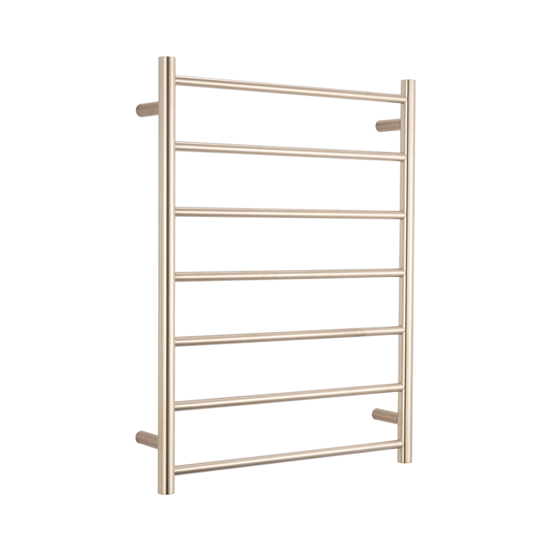 Radiant Warm Brushed Nickel 600 X 800Mm Round Heated Towel Rail Left