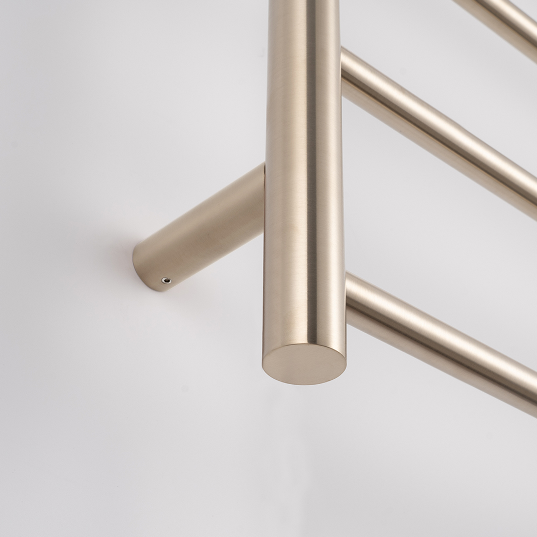 Radiant Warm Brushed Nickel 600 X 800Mm Round Heated Towel Rail Left