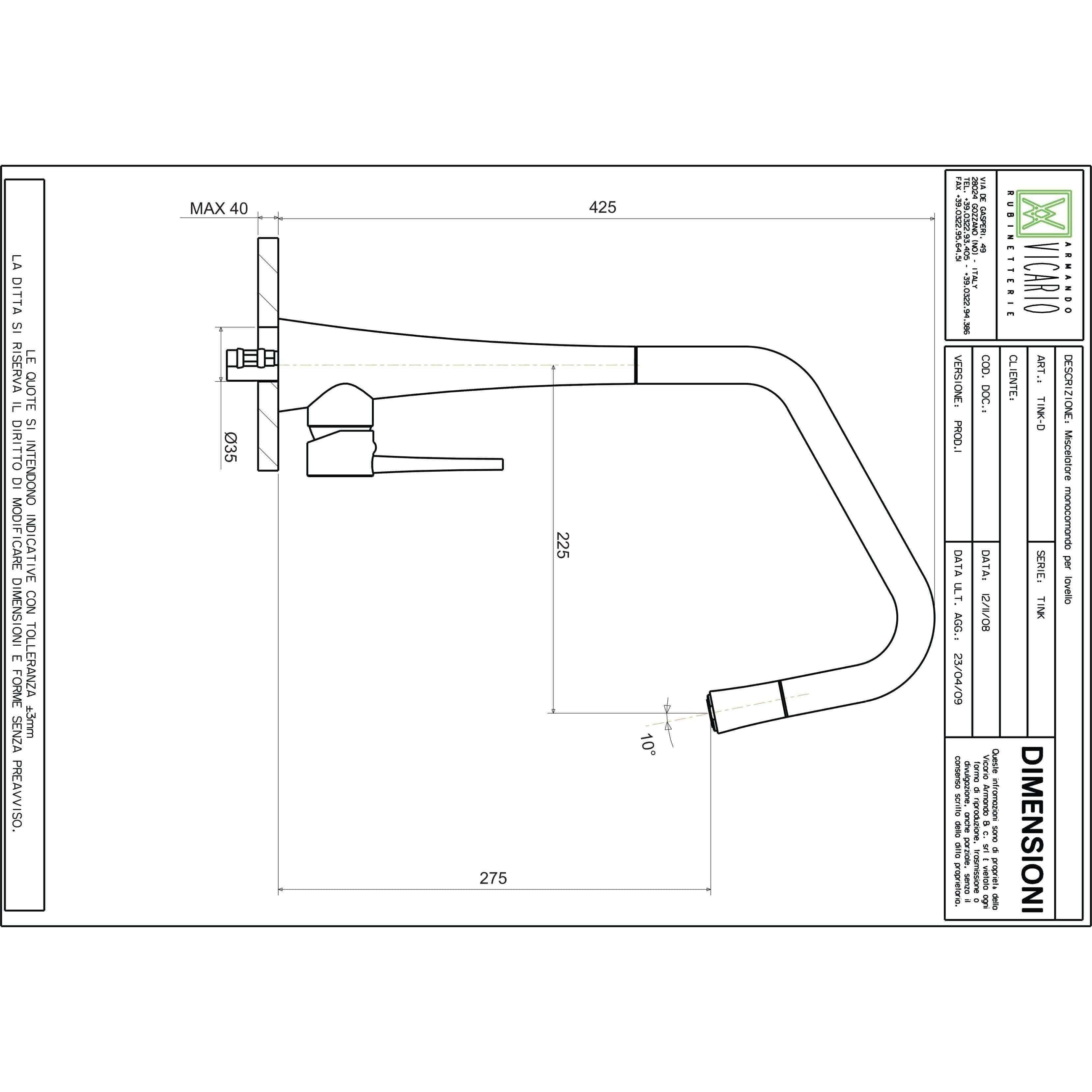 Abey Armando Vicario Tink Side Lever P/Out Kitchen Mixer Wh - Burdens Plumbing