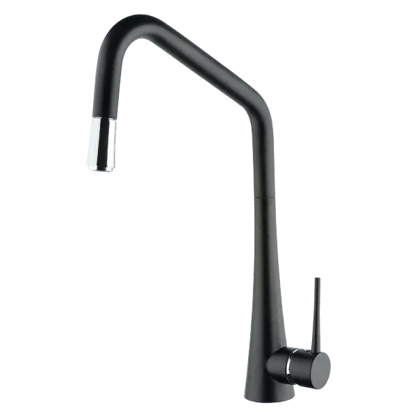 Abey Armando Vicario Tink Side Lever Pull Out Sink Mixer Black - Burdens Plumbing