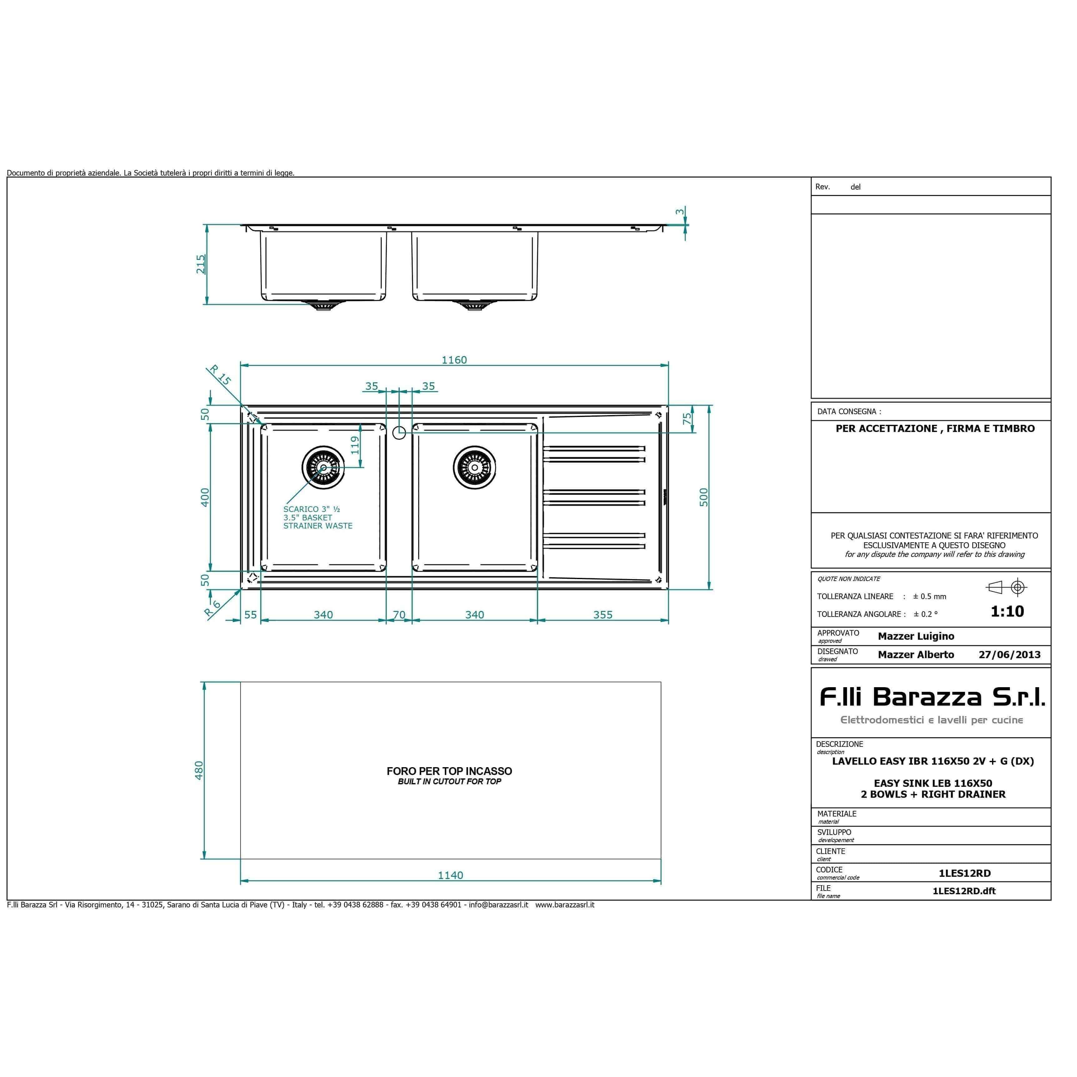 Abey Barazza Easy 200 Double Bowl Sink Only S/S - Burdens Plumbing