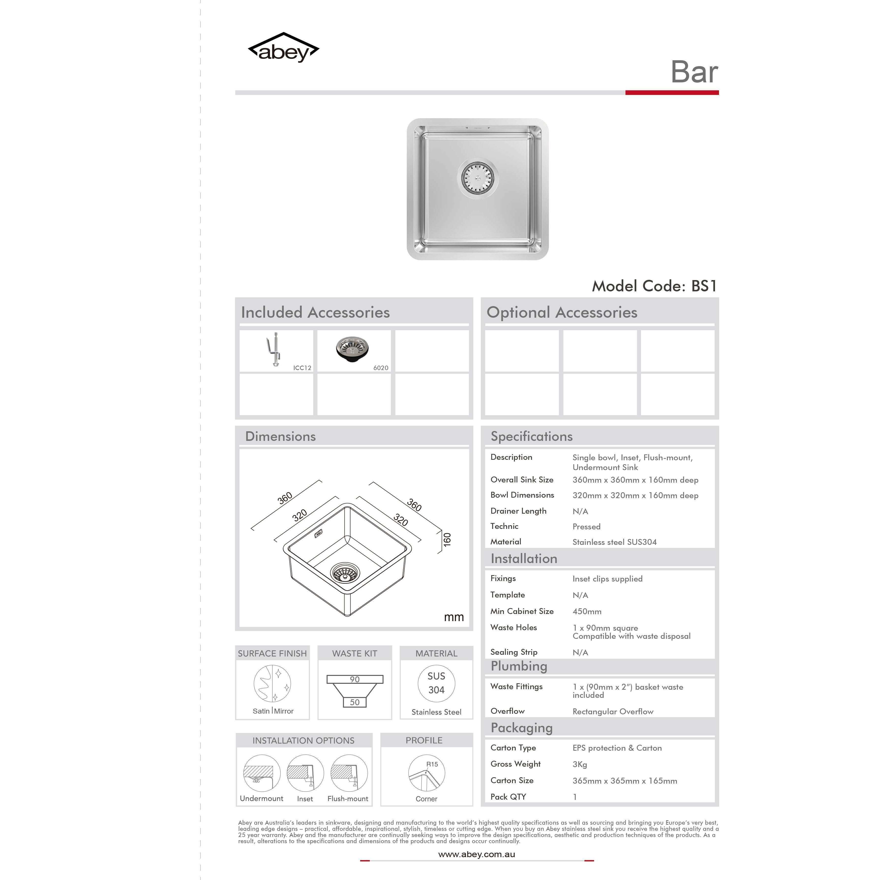 Abey Barwon Bar Sink - Burdens Plumbing