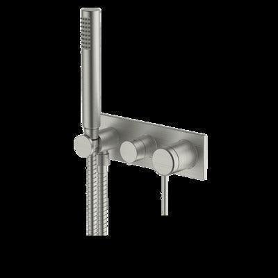 Abey Poco 3 Hole Bath / Shower Set Brushed Nickel 6Bs-Ws-Bn - Burdens Plumbing