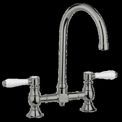 Abey Provincial Exp Breech Kitchen Tap Porc Handle B/Nickel - Burdens Plumbing