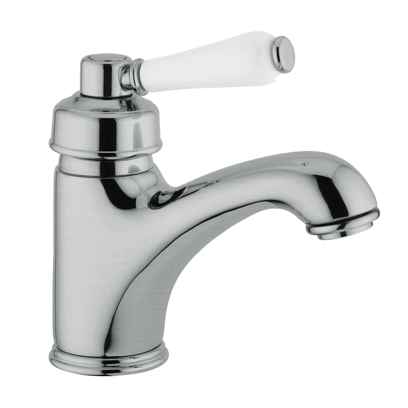 Abey Provincial Single Lever Basin Mixer Porc Handle B/Nickel - Burdens Plumbing