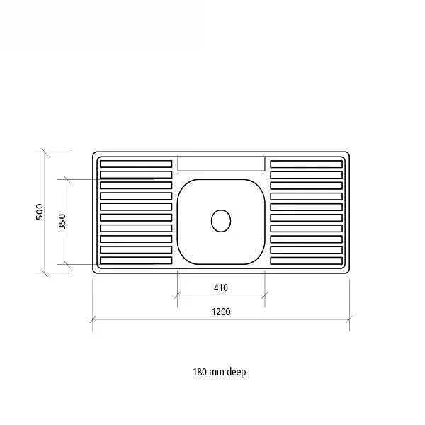 Acero S/S Sink 1B-2D 1200X500 3T By Seima(Seima P#:Sks-012-3T) - Burdens Plumbing