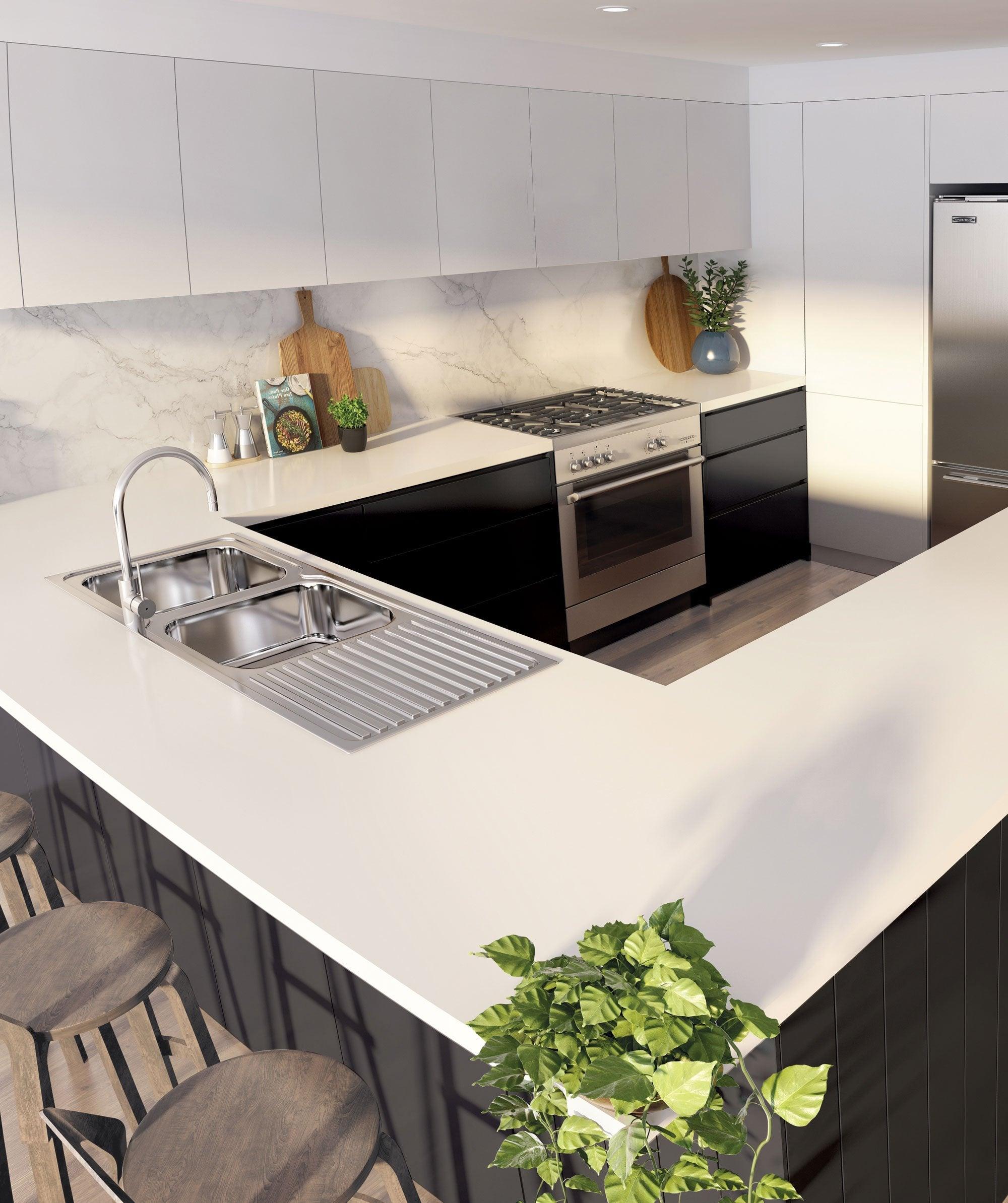 ACERO STAINLESS STEEL SINK LEFT HAND DRAINER 1200 X 480 - Burdens Plumbing