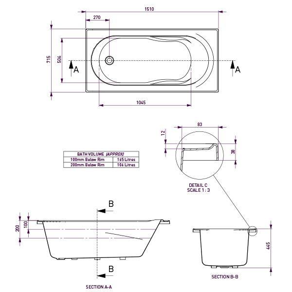 Adatto 1650 Bath - White(Decina P#:Ad1650W) - Burdens Plumbing