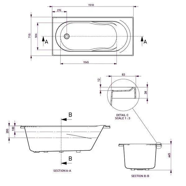 Adatto Santai 10 Jetss White 1650mm - Burdens Plumbing