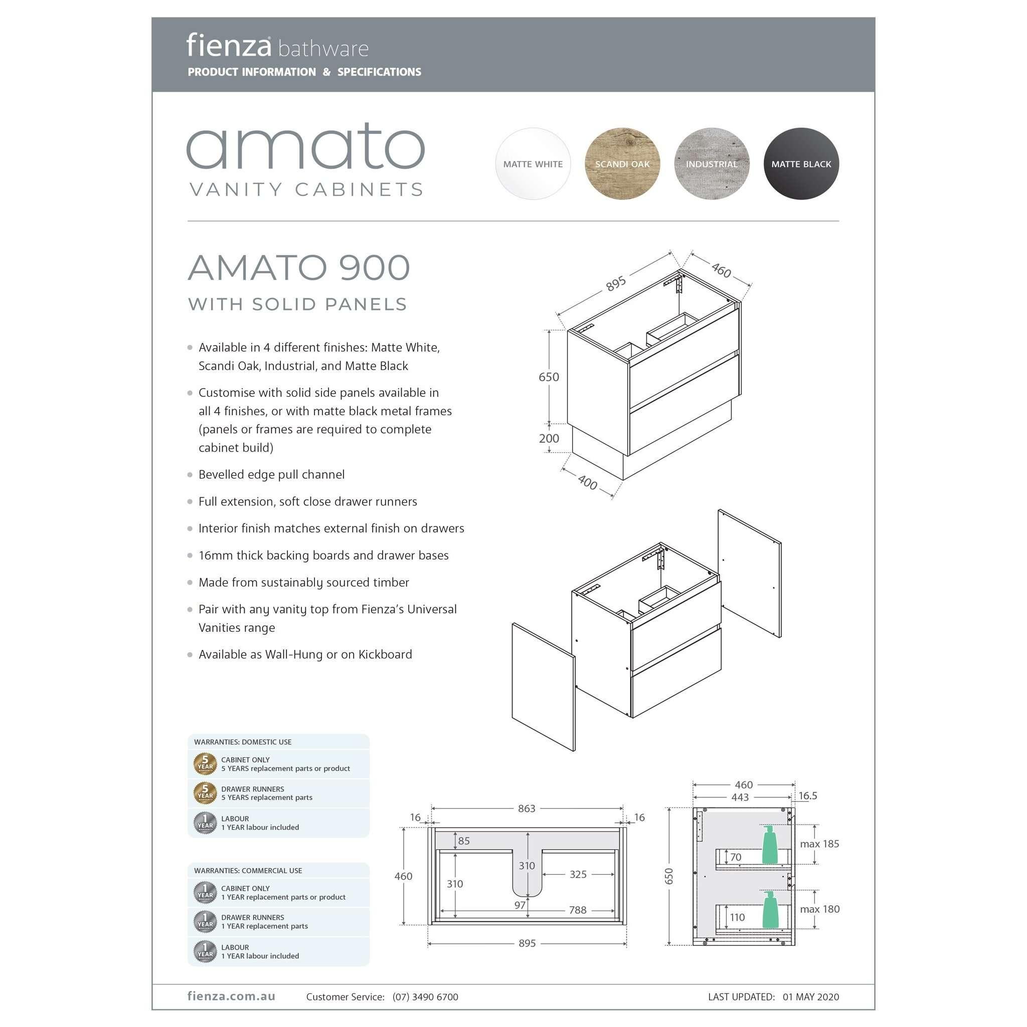 Amato 900mm Vanity Wall Hung Matte Black - Burdens Plumbing