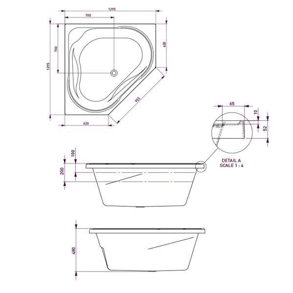 Angelique 1465 Santai 12 Jets White(Decina P#:An1465San12Jw) - Burdens Plumbing
