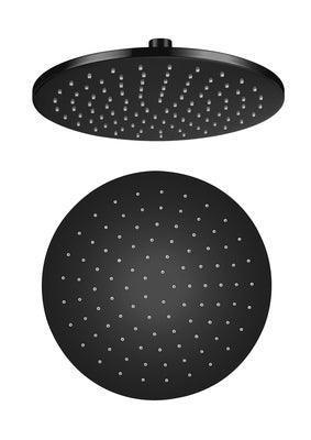 Aquas Air Brass Overhead Shower 250mm Round Matt Black - Burdens Plumbing