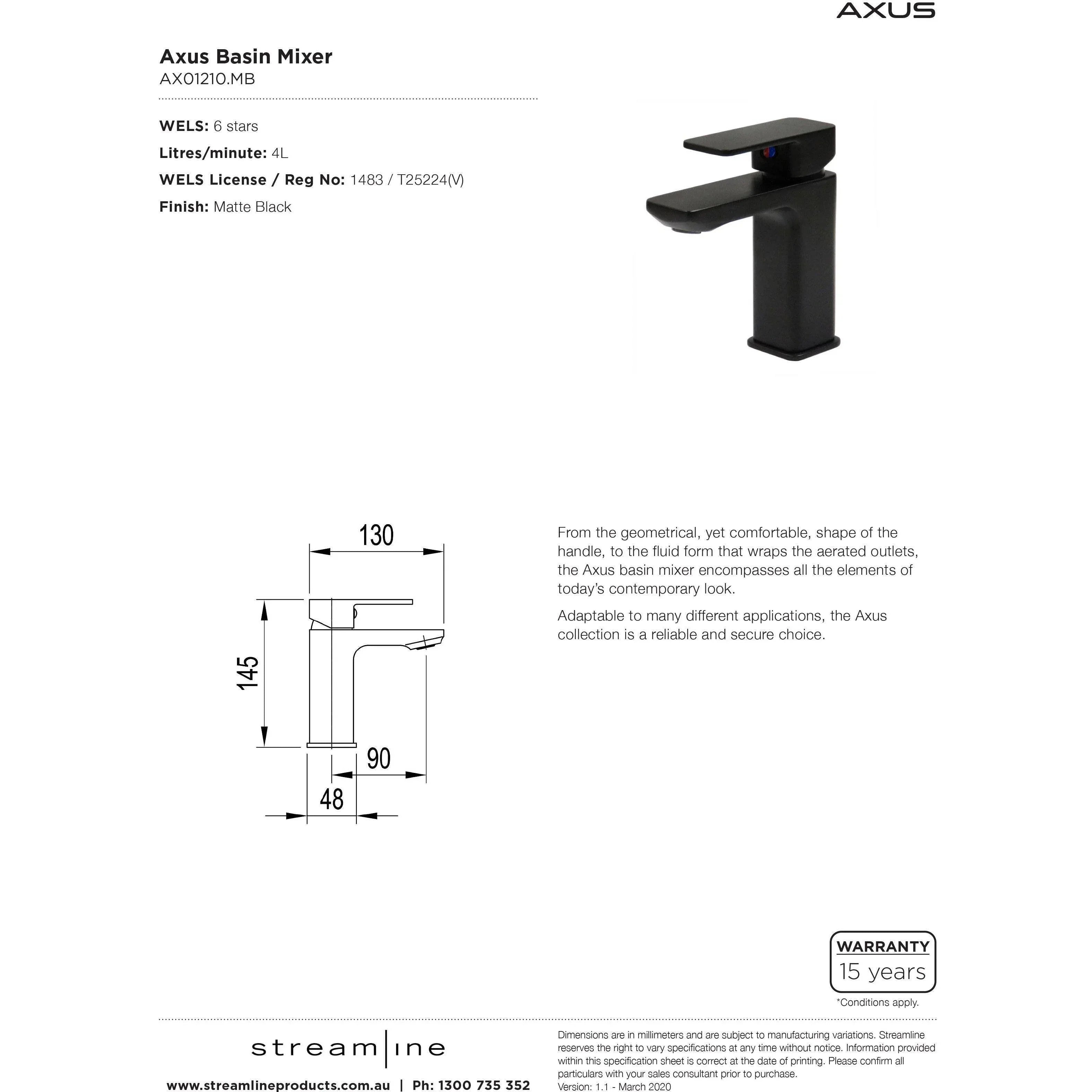 Arcisan Axus Basin Mixer Matte Black - Burdens Plumbing