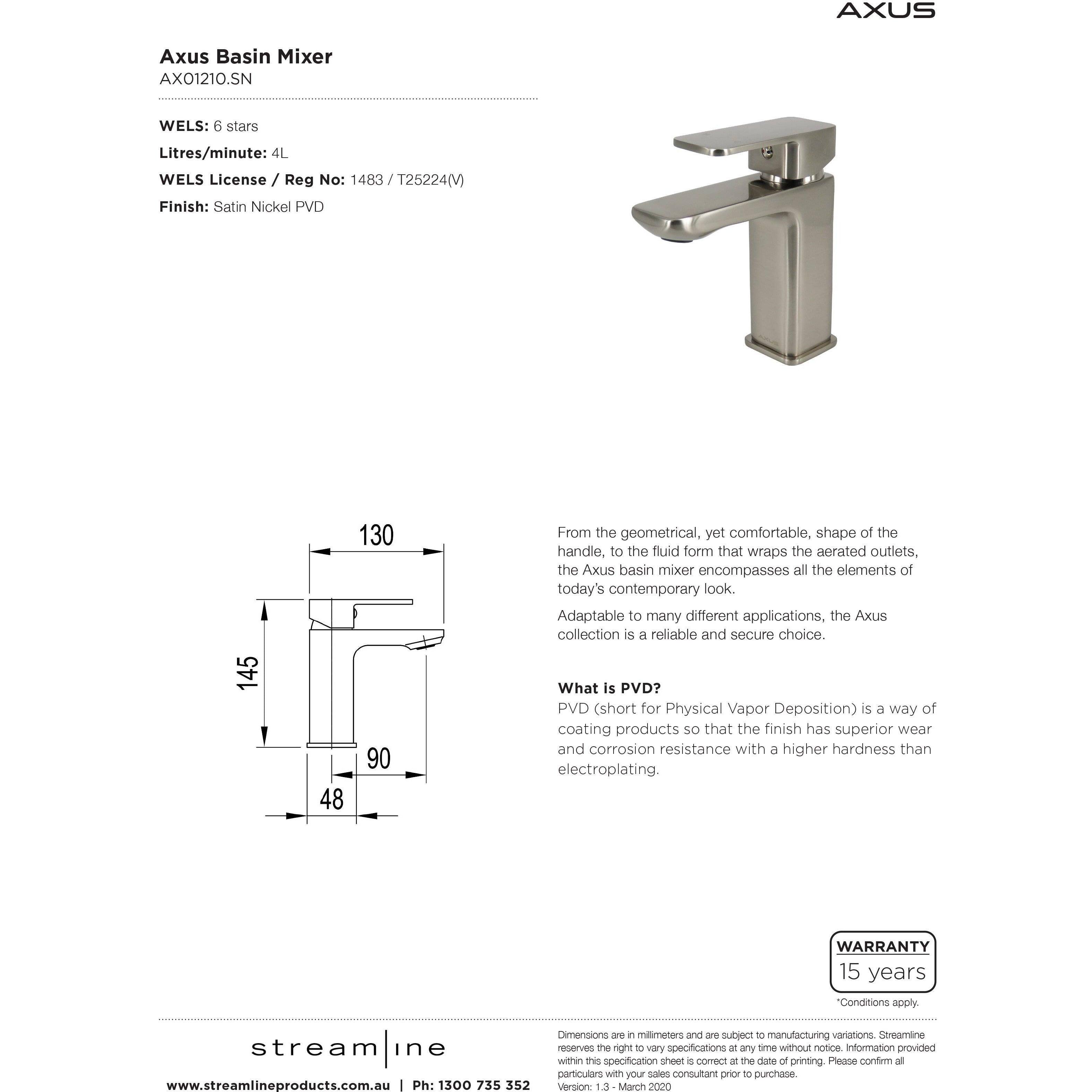 Arcisan Axus Basin Mixer Satin Nickel - Burdens Plumbing