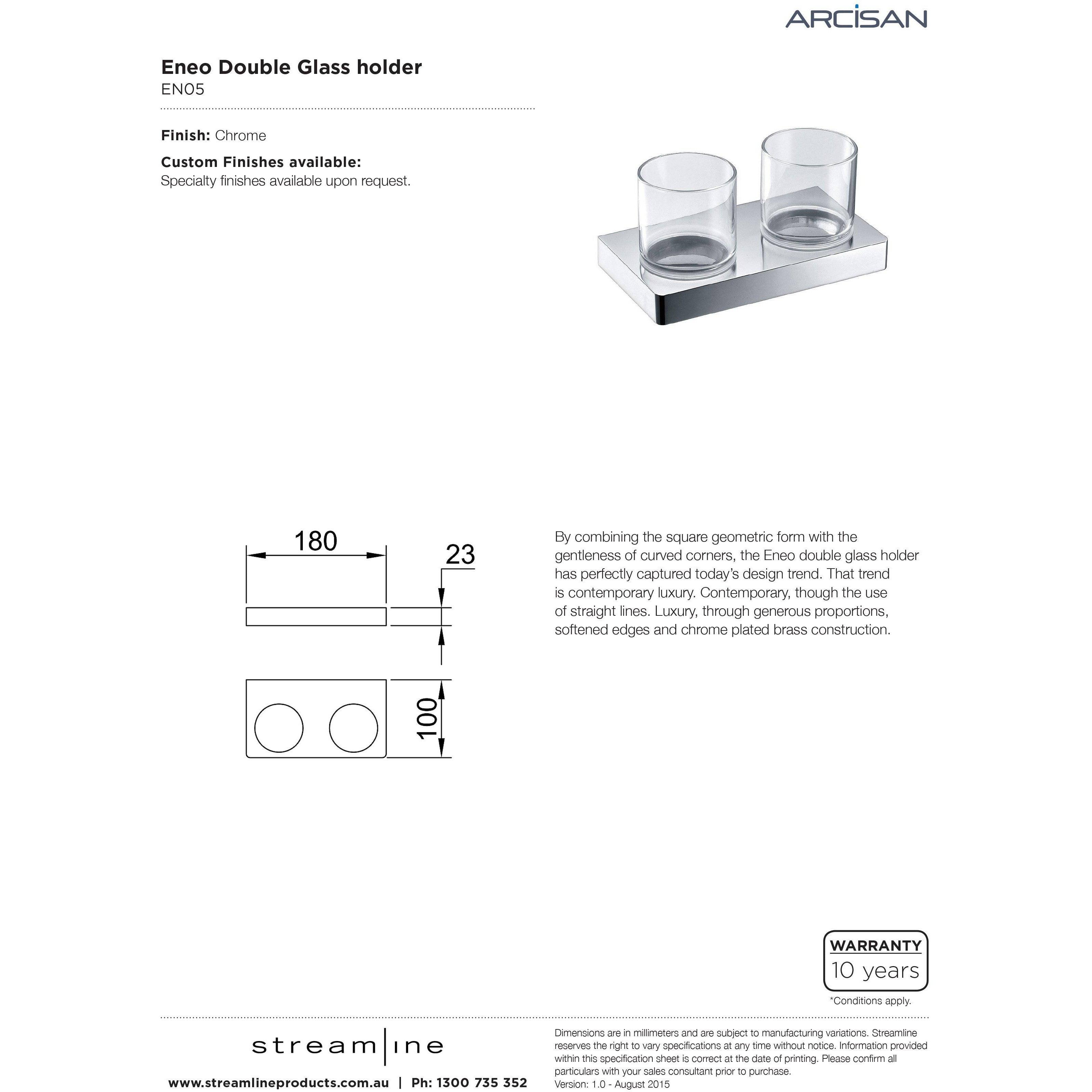 Arcisan Eneo Double Glass Holder Matt Black - Burdens Plumbing