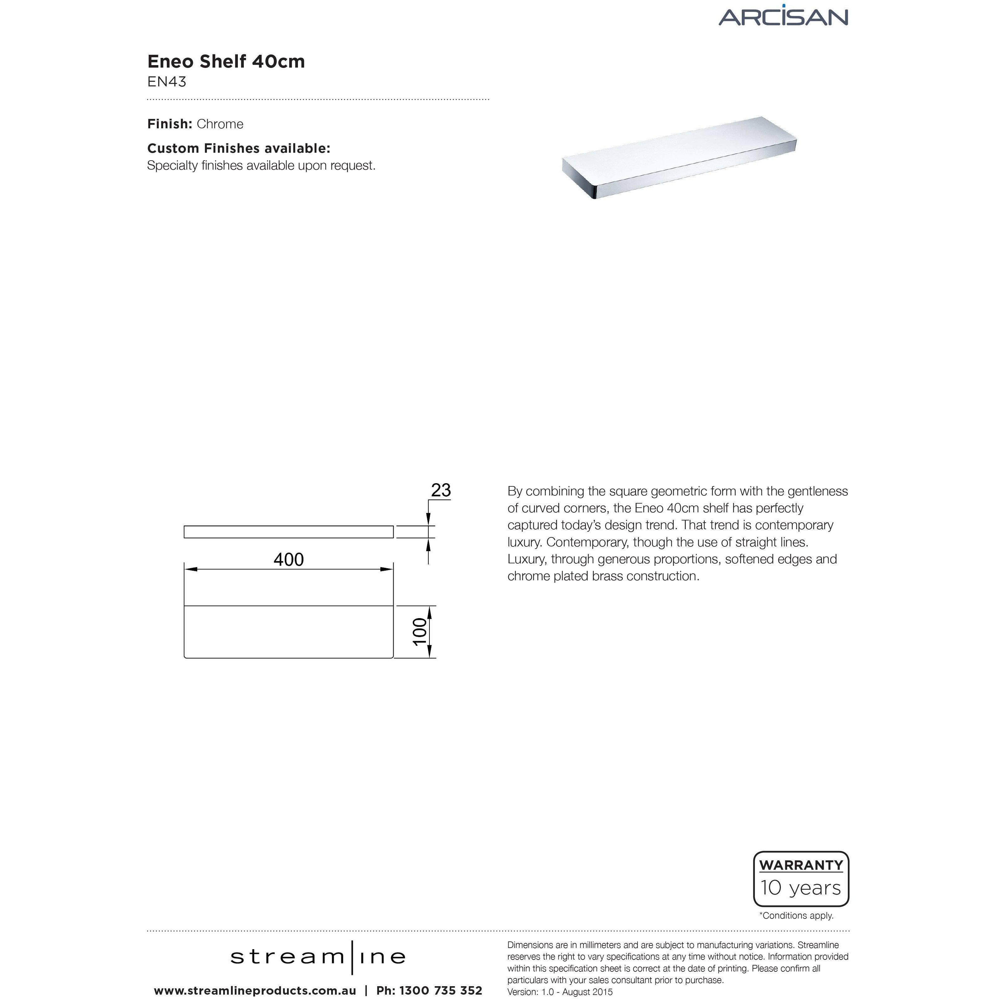 Arcisan Eneo Shelf 40Cm Chrome - Burdens Plumbing