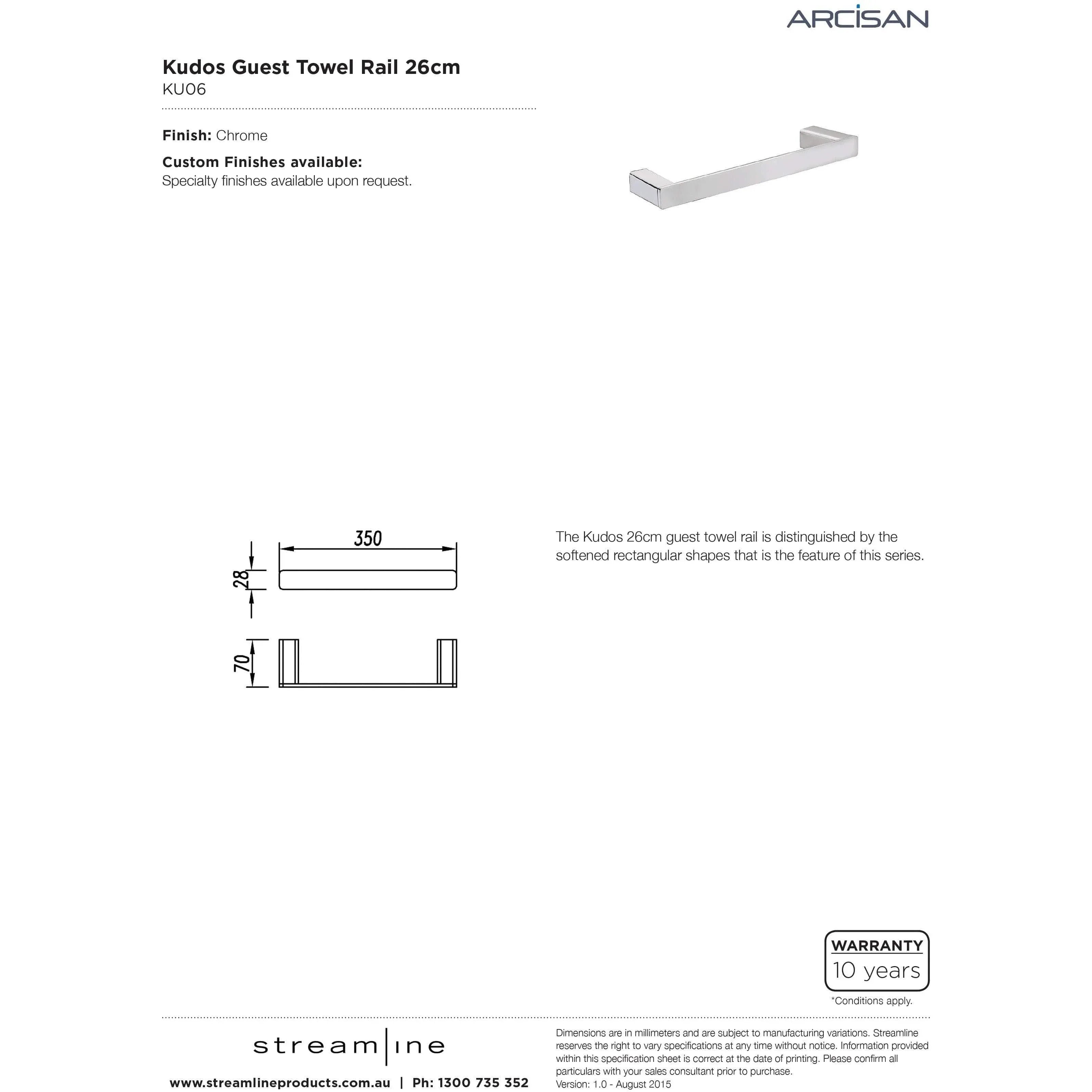Arcisan Kudos Guest Towel Rail 260mm - Burdens Plumbing