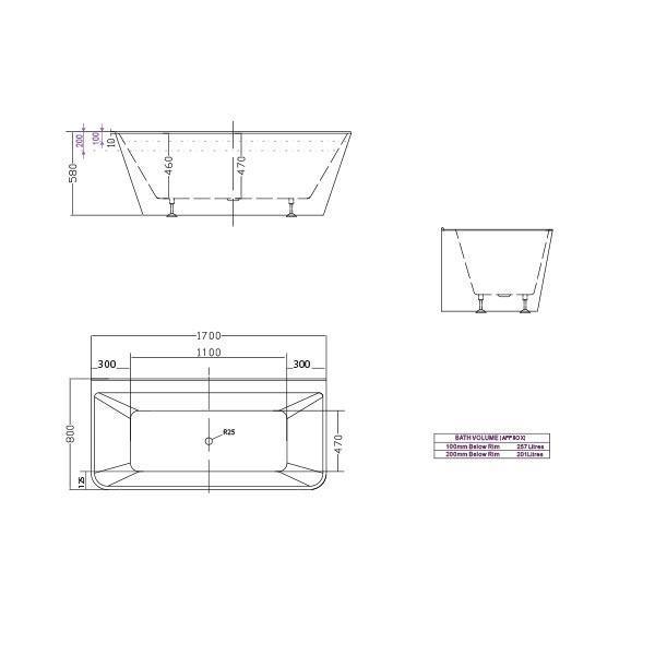 Aria 1690 Back To Wall Freestanding Bath - White(Decina P#:Ar1700W) - Burdens Plumbing