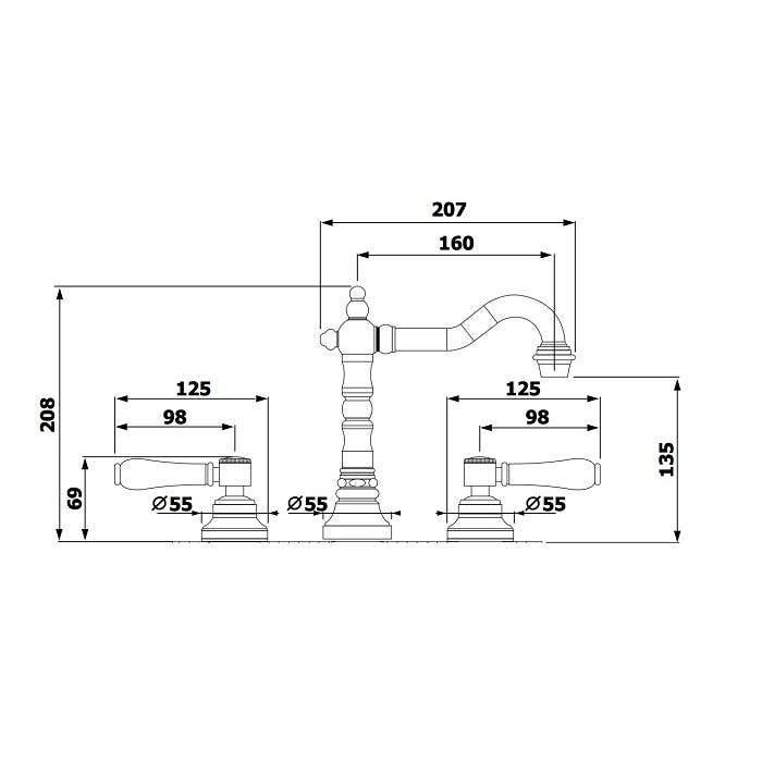 Armando Vicario Provincial 3 Piece Basin Set With Lever Handles - Burdens Plumbing