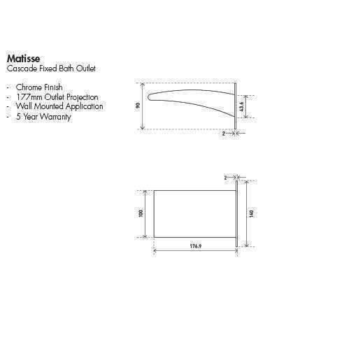Aspire Matisse Cascade Fixed Wall Outlet 180mm Chrome - Burdens Plumbing