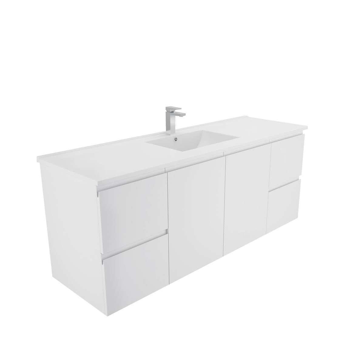 Aspire Unity II 1500 S/Bowl Vanity W/Hung China Top White 1 Tap Hole - Burdens Plumbing